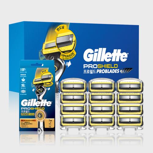 프로쉴드 옐로우 면도날 12입 + 프로쉴드 파워 면도기 본품 증정
