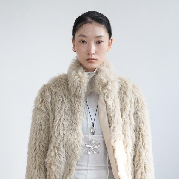 Fur Cropped Jumper (Beige)