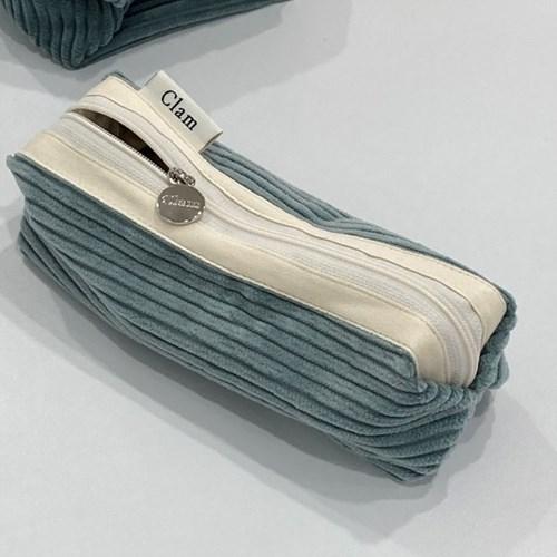 Clam round pencilcase _ Corduroy dolphin