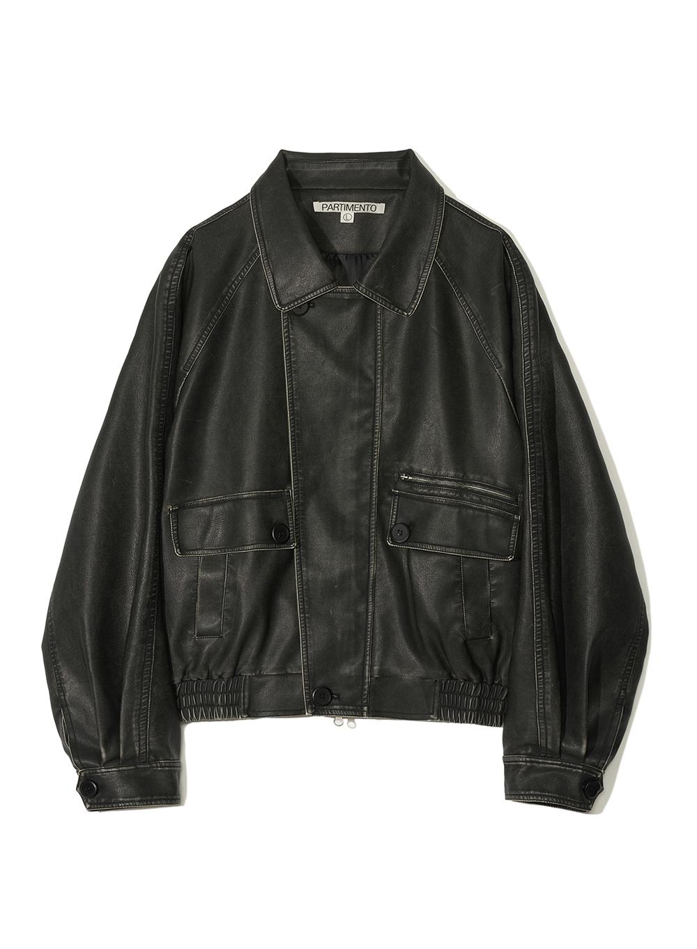 Washed Leather Bomber Jacket