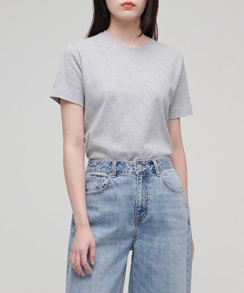 우먼즈 베이식 크루 넥 반팔 티셔츠 [미디엄 그레이]