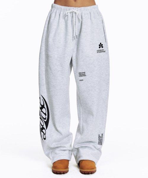 BOOMERANG LOGO SWEATPANTS - WHITE MELANGE