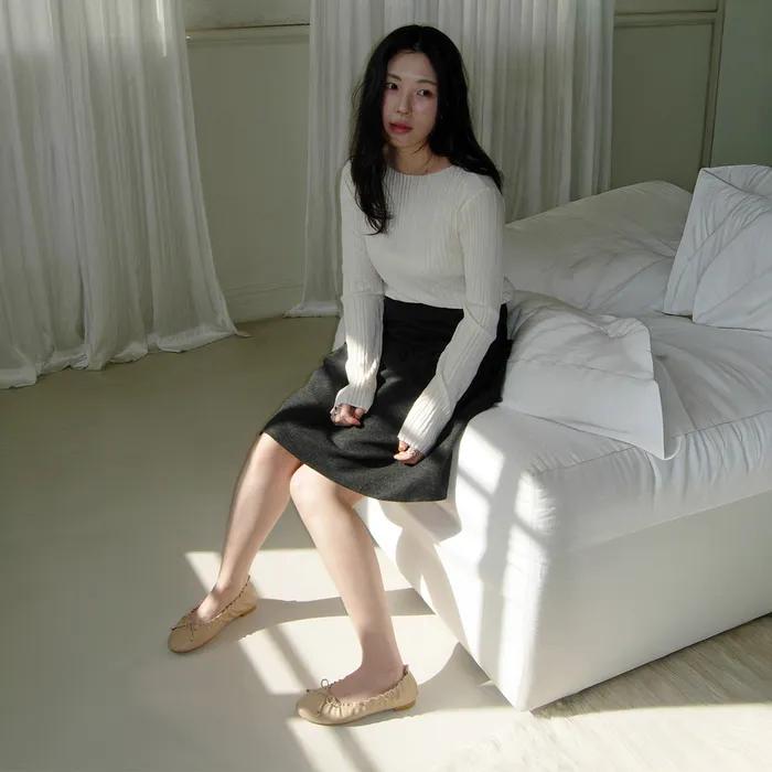 [곰송이PICK][29EDITION][양말증정]바바라 소가죽 셔링 플랫슈즈 1cm_BQJ127