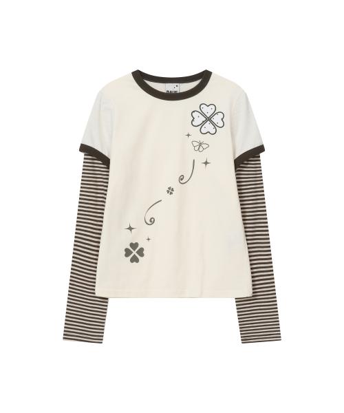 클로버 레이어드 슬림핏 롱슬리브 [아이보리]