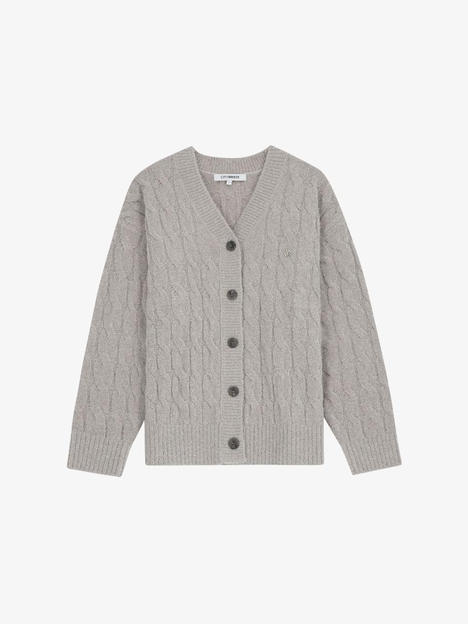 울 케이블 투웨이 랩 가디건_GREY