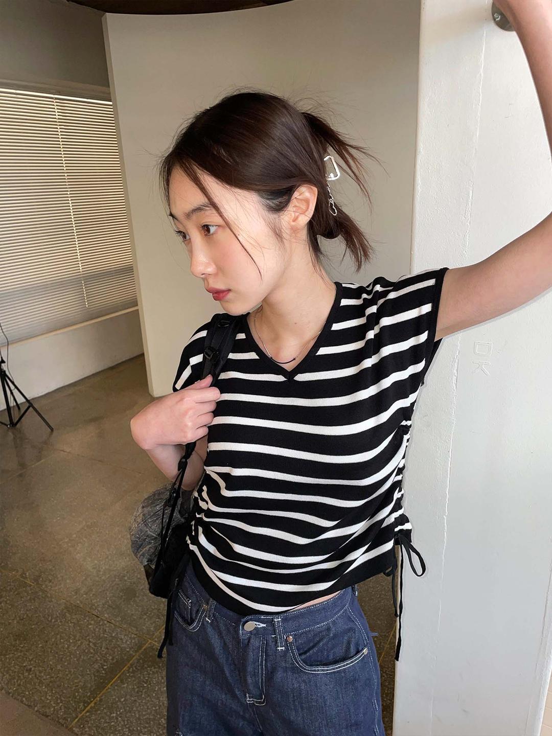 prime V-shrring knit