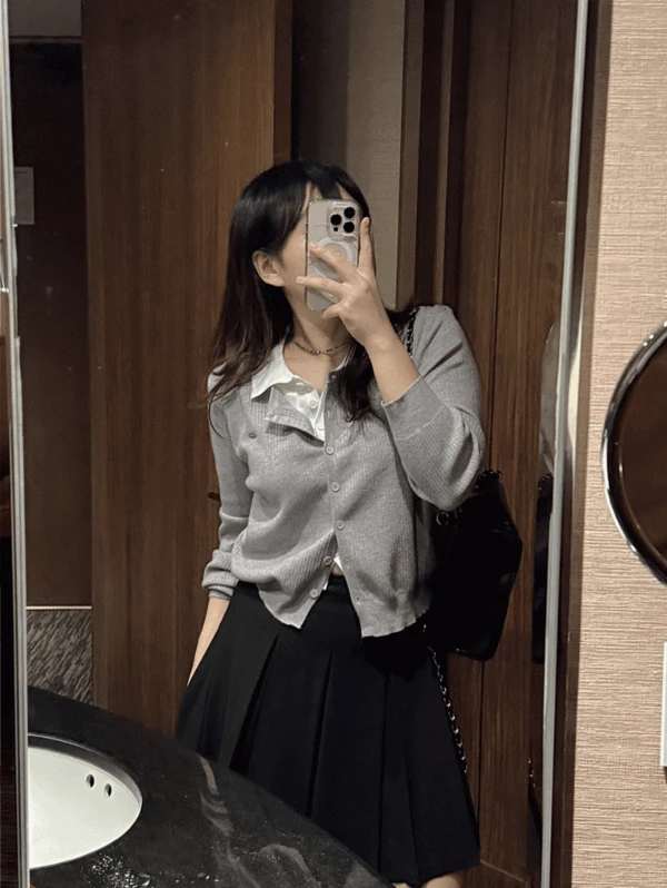 (일체형) 펄트 레이어드 카라 가디건
