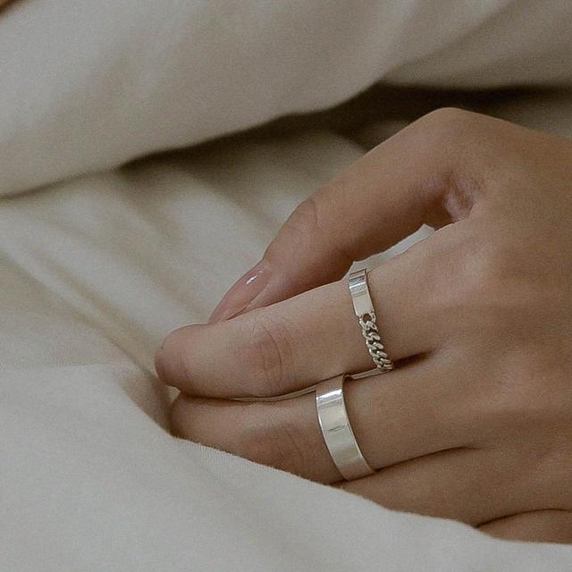SHARE 실버925 하프앤하프 심플 평반지