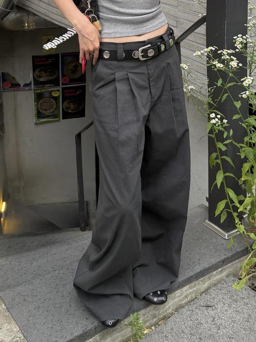 OVERSIZED VTG STRIPE TROUSERS - CHARCOAL