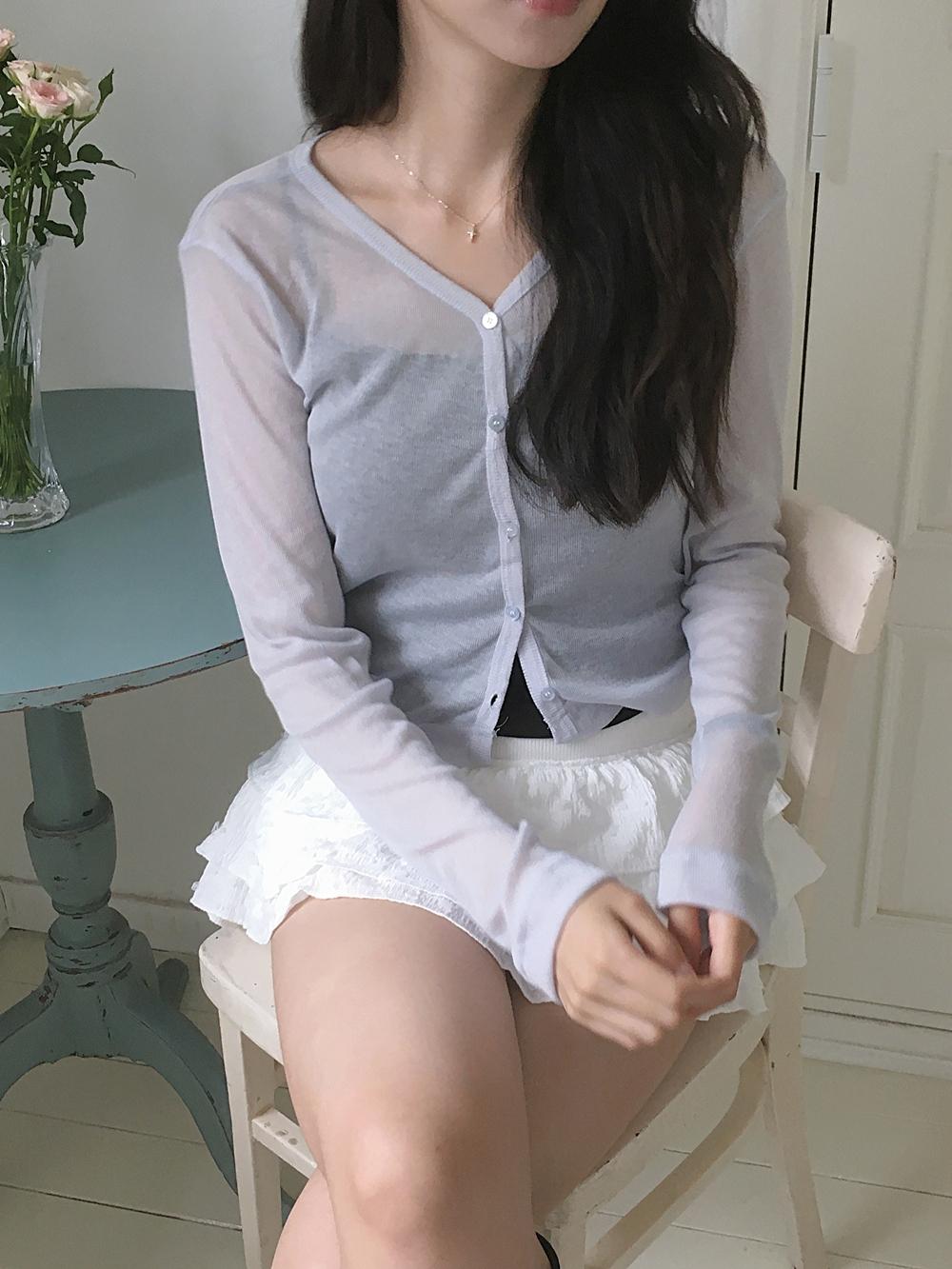 뮤트크레메 [여리핏/얇은긴팔] 센시 브이넥 cardigan