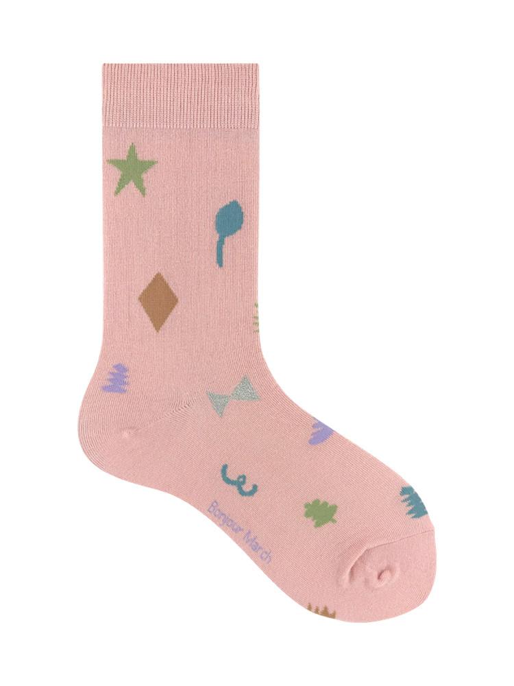 봉주르마치 디자인 패션 양말 Confetti socks_pink
