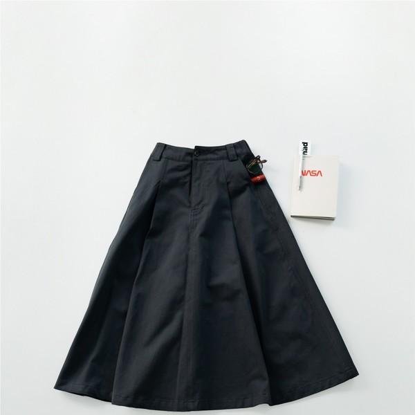 (W)Relaxed Flare Chino Skirt (Black)