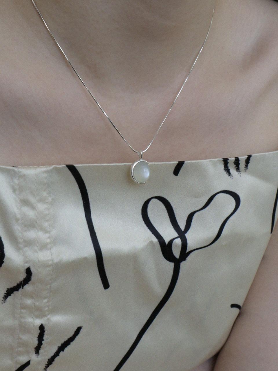 Gemstone Bean Necklace (925 silver)