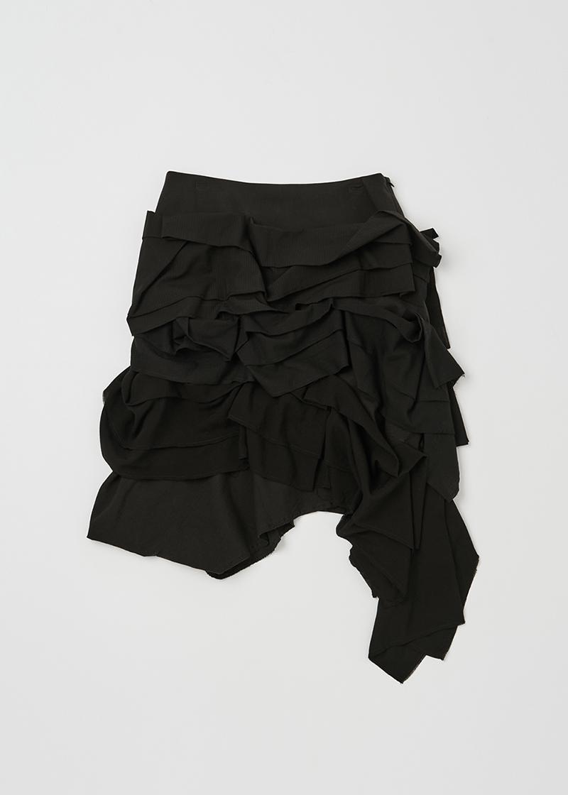 RUFFLE MIDI SKIRT IN BLACK