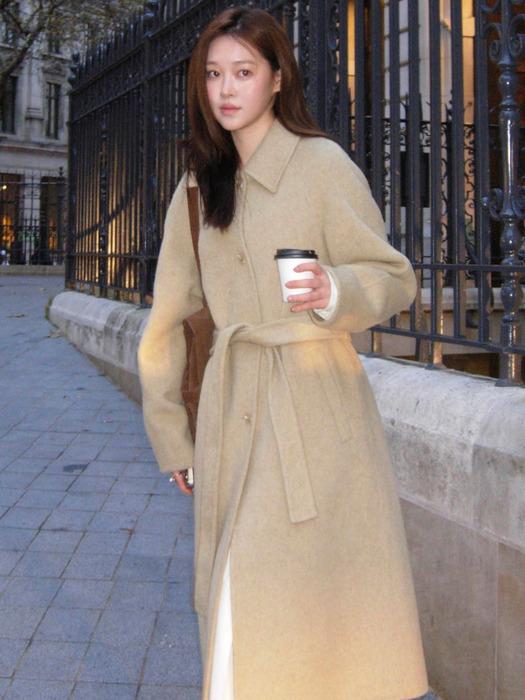 울 핸드메이드 싱글코트 올리브 베이지 J1876