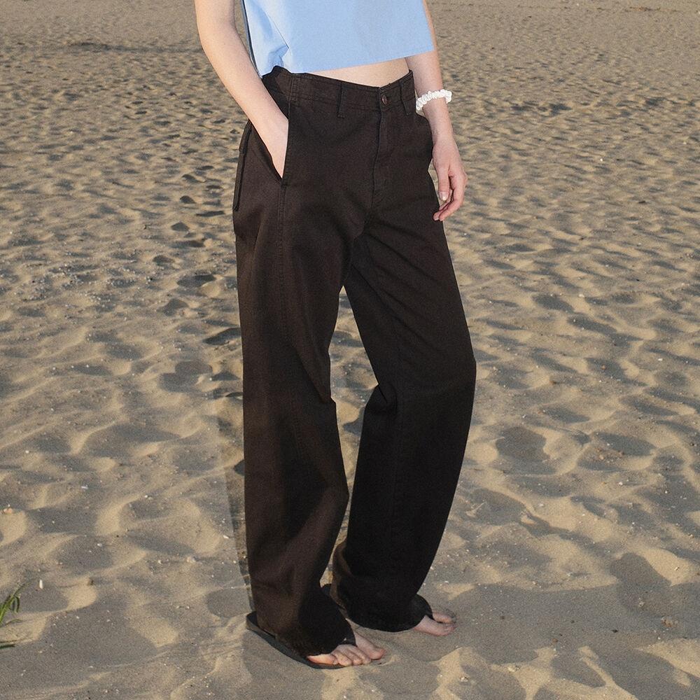 WASHED COTTON STRAIGHT-FIT PANTS_BLACK_LC242_PT13BK