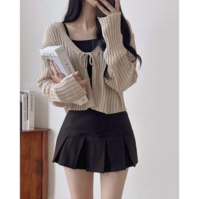 오브, 리본 골지 볼레로 니트 가디건_디데이걸