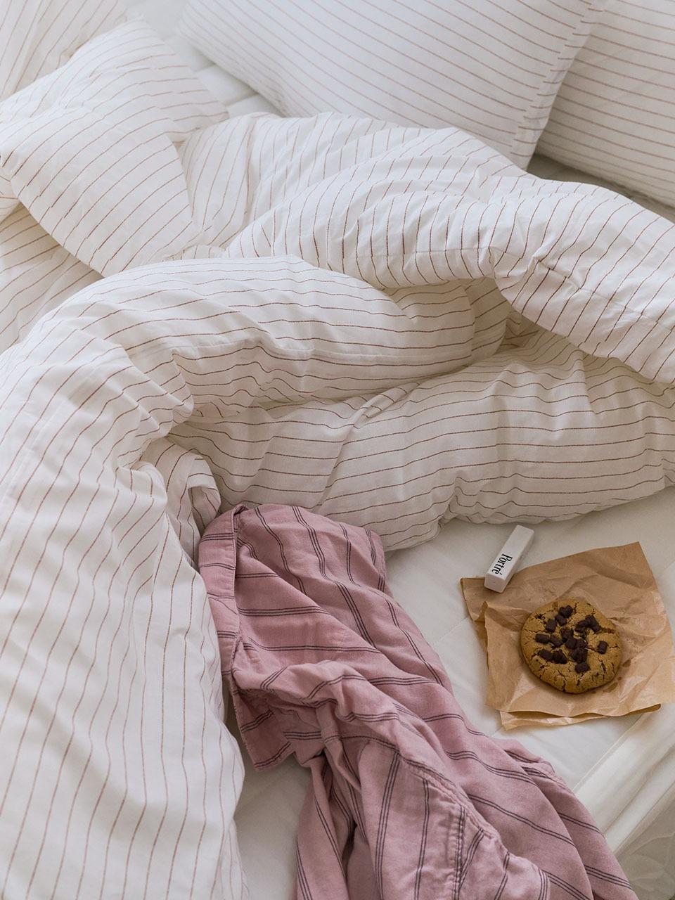 클로버 핀스트라이프 60수 순면 탈취 차렵이불  SS/Q