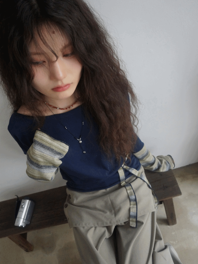 모래하우스 [morae]어스 배색 슬리브t