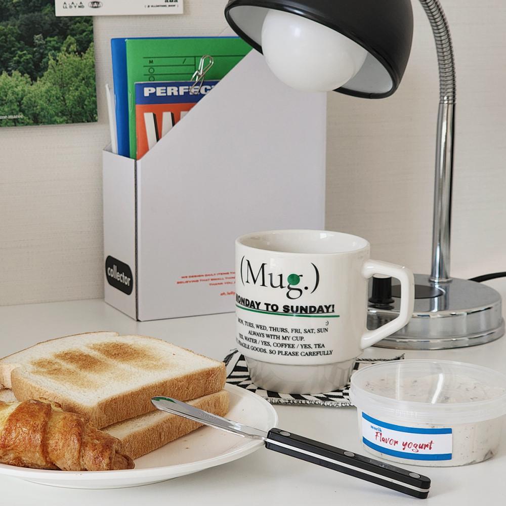 홈카페 감성 위크 레터링 유리 머그컵 MUG