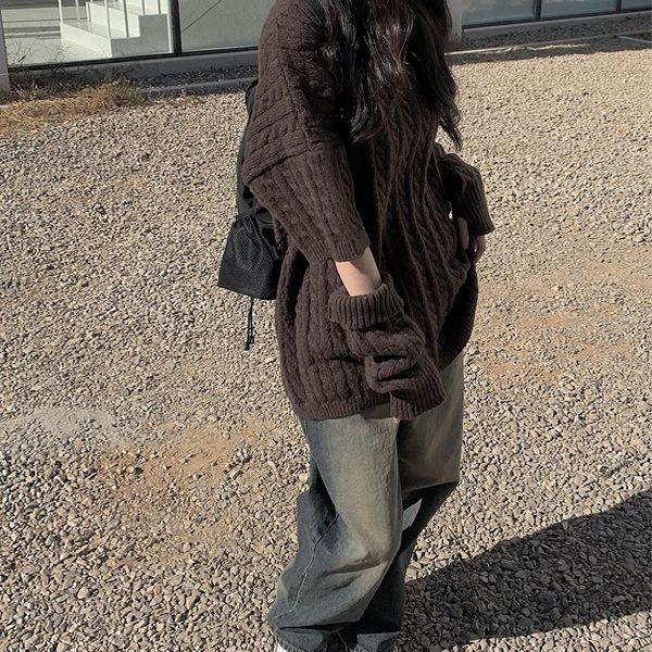로에 빈티지 워싱 데님 와이드 팬츠