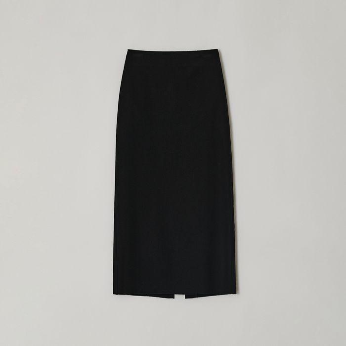 WOOL H-LINE LONG SKIRT (BLACK)