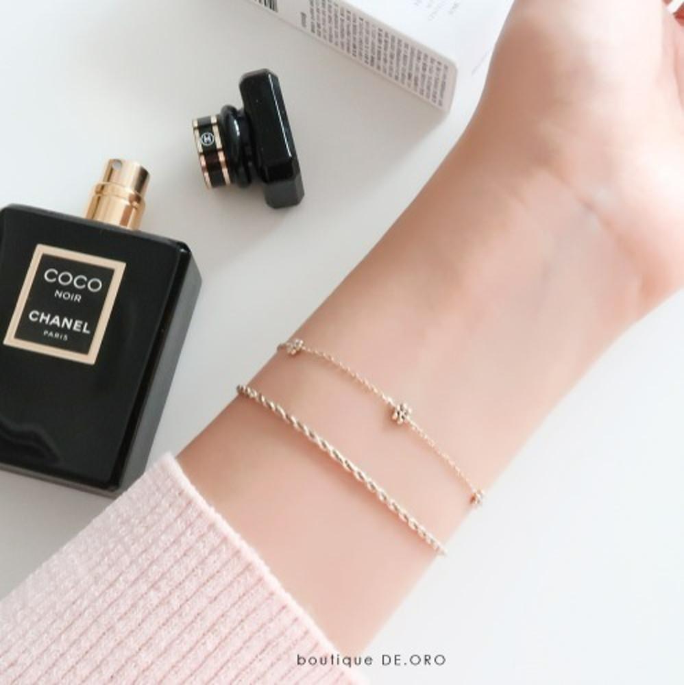 14k 18k 리얼 화이트 빈티지 체인 팔찌 데일리 레이어드