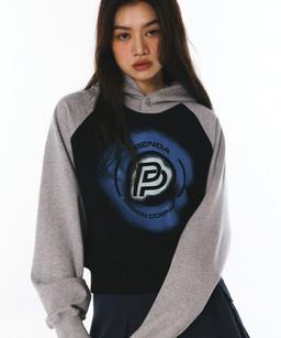 COMBINATION SPRAY LOGO HOODIE BLACK