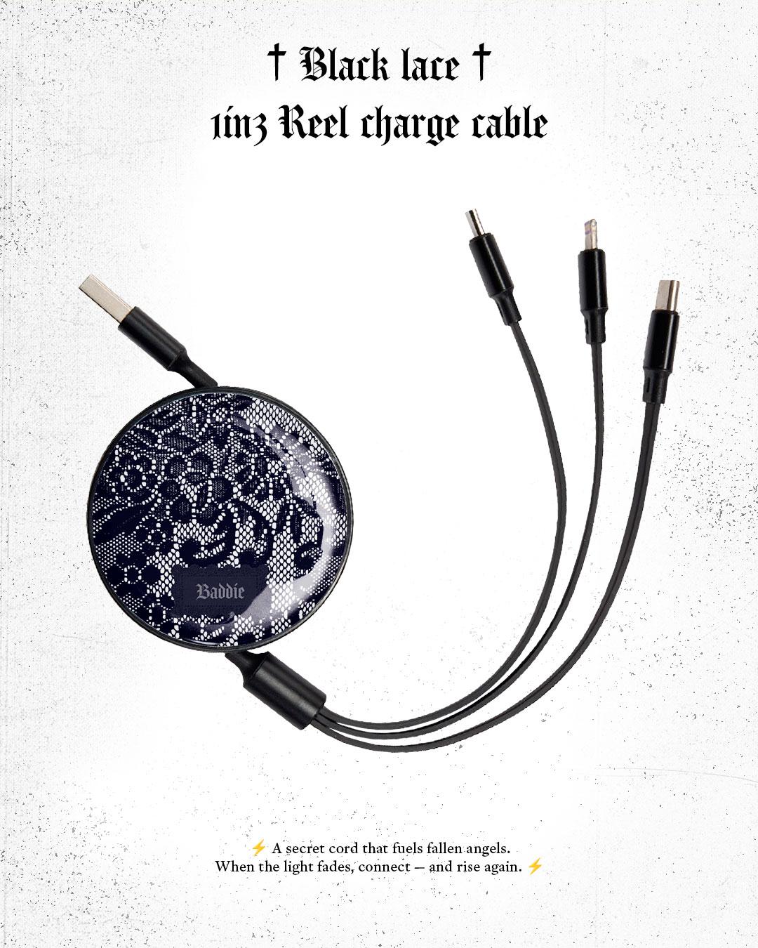 Black veil lace 1in3 릴 충전 케이블