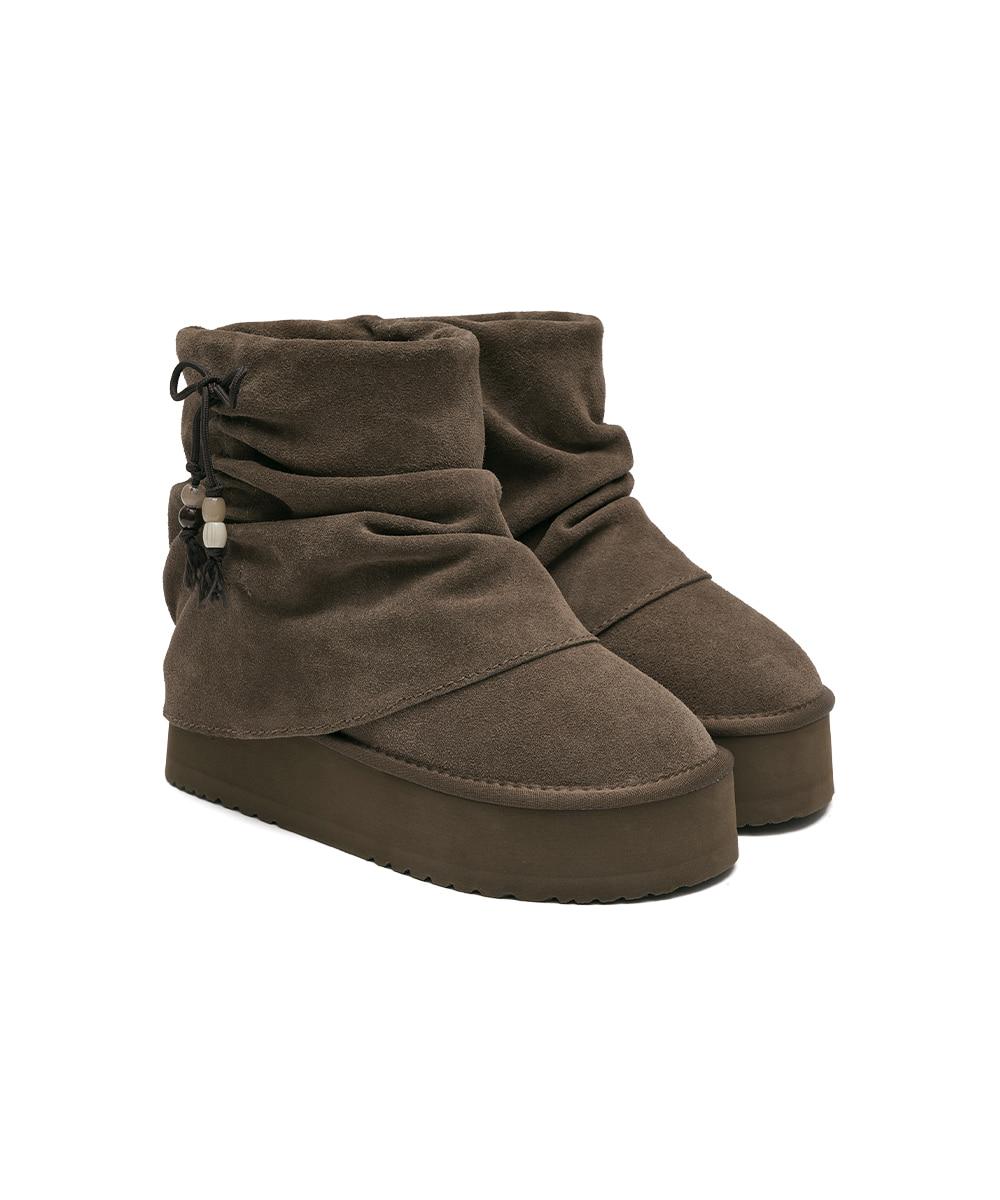 [NEW 10%] GATHERED MAXI FOLDED BOOTS SHORT - COCOA