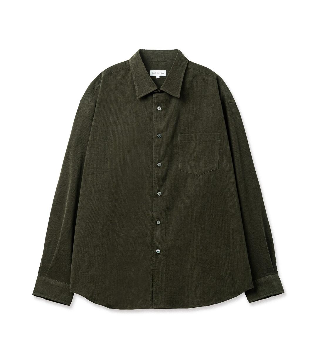 릴렉스드 코듀로이 셔츠 (다크 올리브)