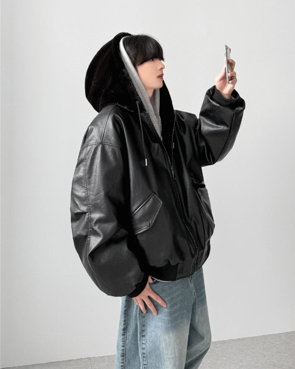 리버시블 퍼 레더 자켓(2Colors)