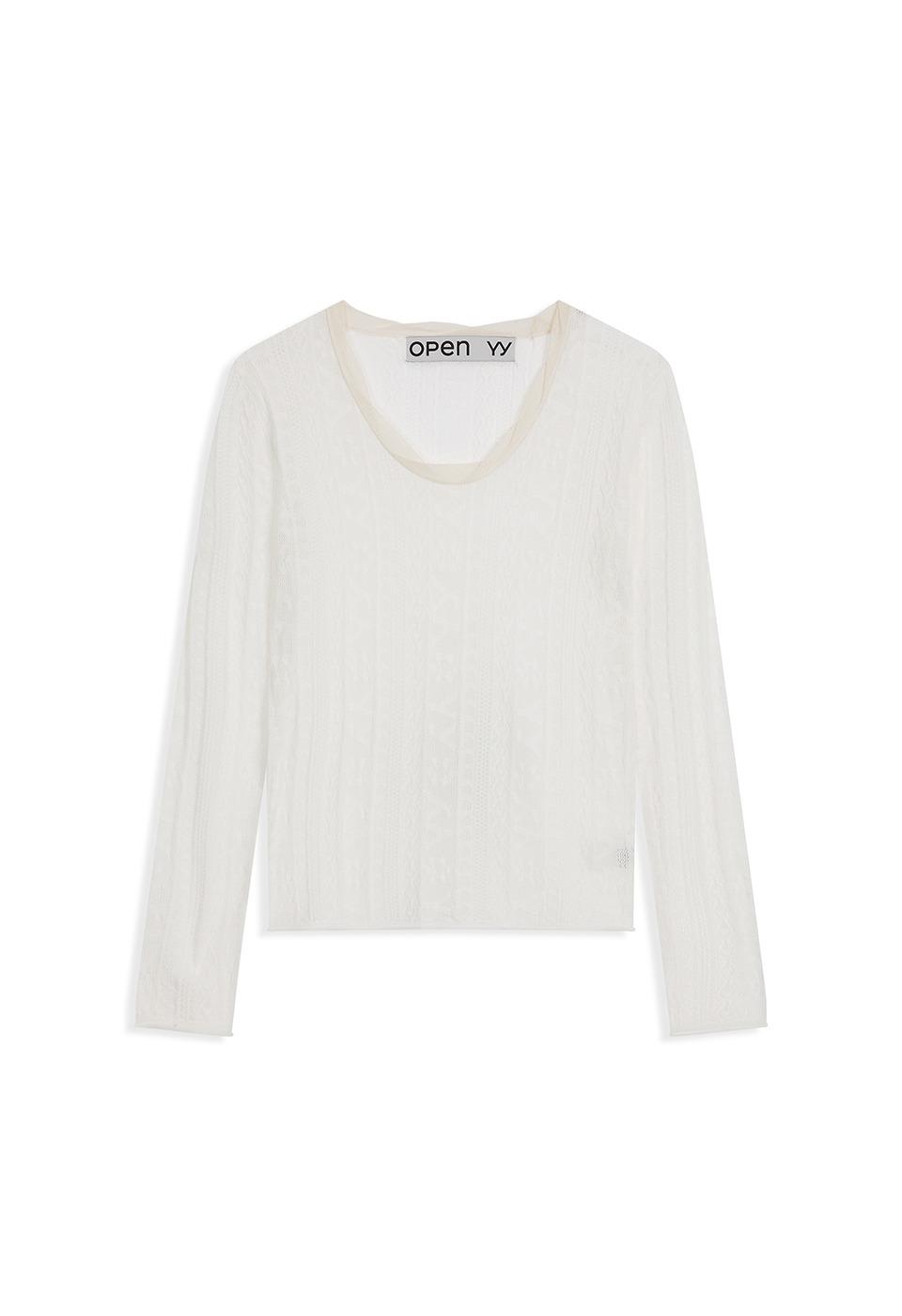 YY JACQUARD PULLOVER, WHITE