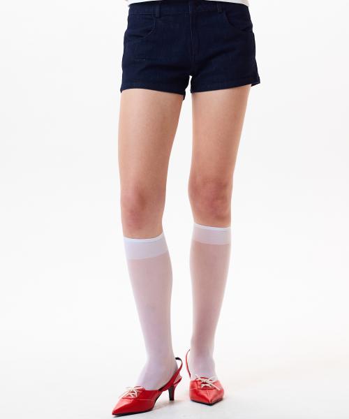 IM DENIM STAR PATCH SHORTS(NAVY)
