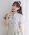 ラッフル花柄ブラウス