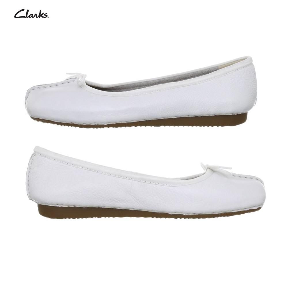 클락스 프레클아이스 발레리나 플랫 케주얼 발편한 슈즈 화이트