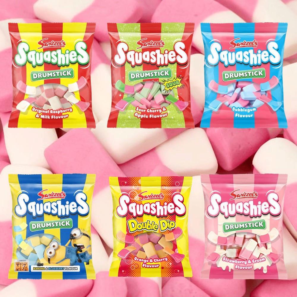 영국 스위즐스 squashies 스쿼시스 드럼스틱 스쿼시 영국판 스웨덴 스웨디시 젤리 6종