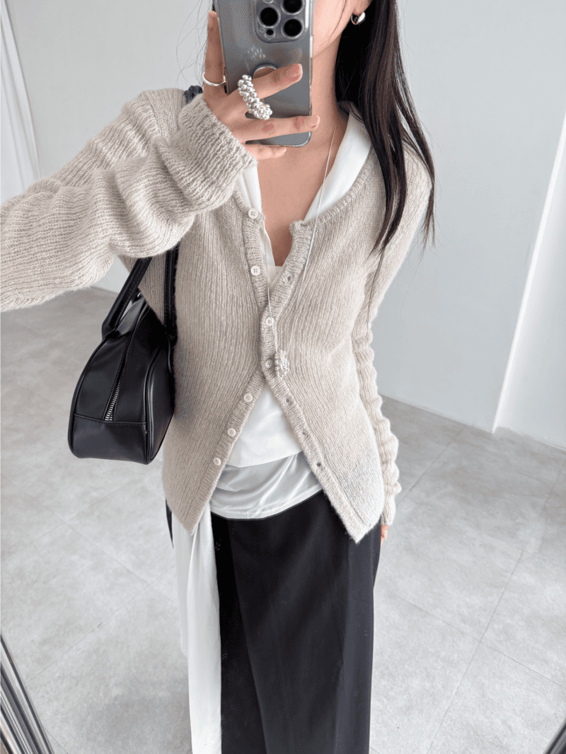 nude mohair cardigan (3color)
