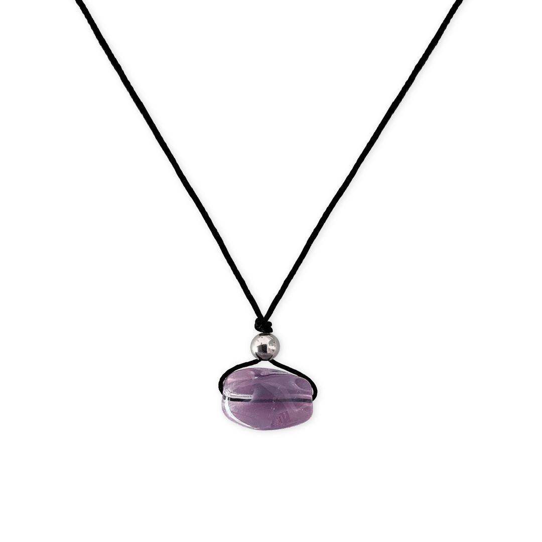 [ Silver925 ] Czech glass beads necklace_Purple