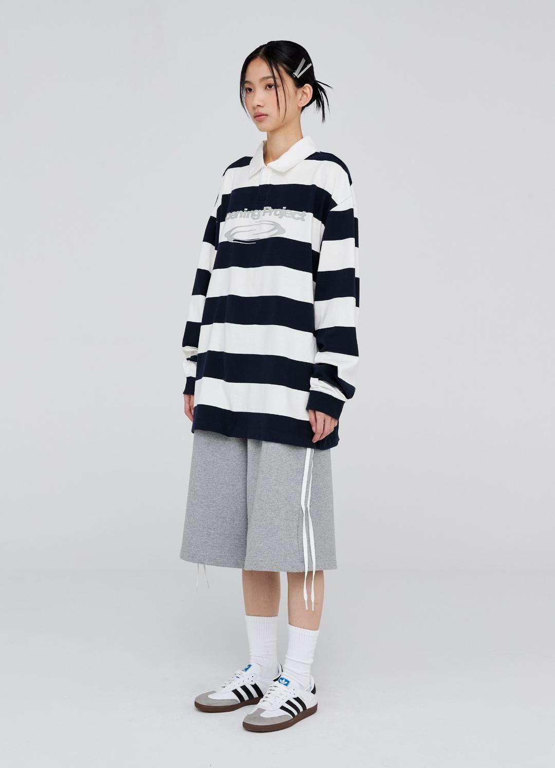 W Ribbon Tape Bermuda Shorts - Melange Grey