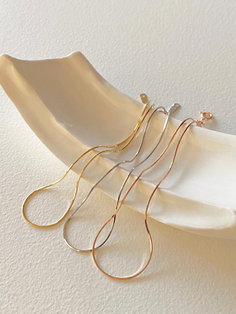 토프 슬릿 체인 앵클릿 - 14k 팔각 얇은 뱀줄 민자 골드 금 발찌