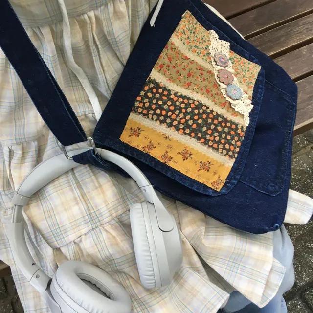 [handmade] vintage denim mini bag 풀잎 빈티지 데님 미니백
