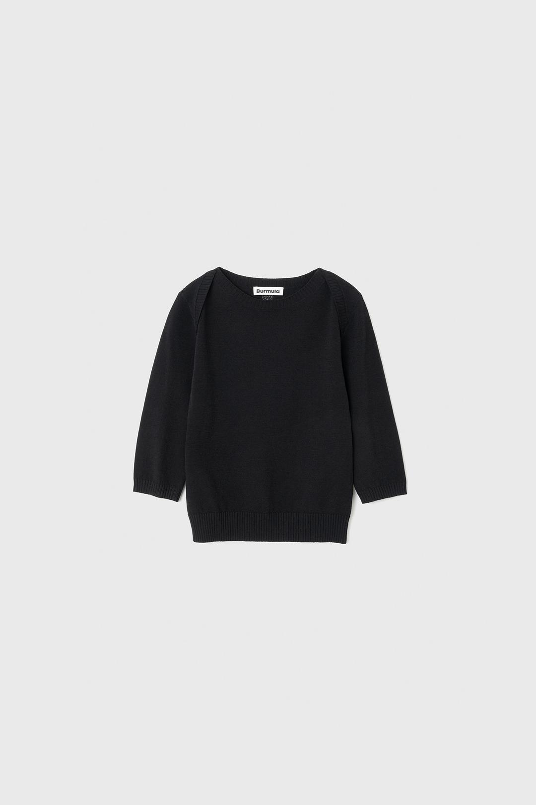 BOAT NECK HALF SLEEVE KNIT (BLACK)