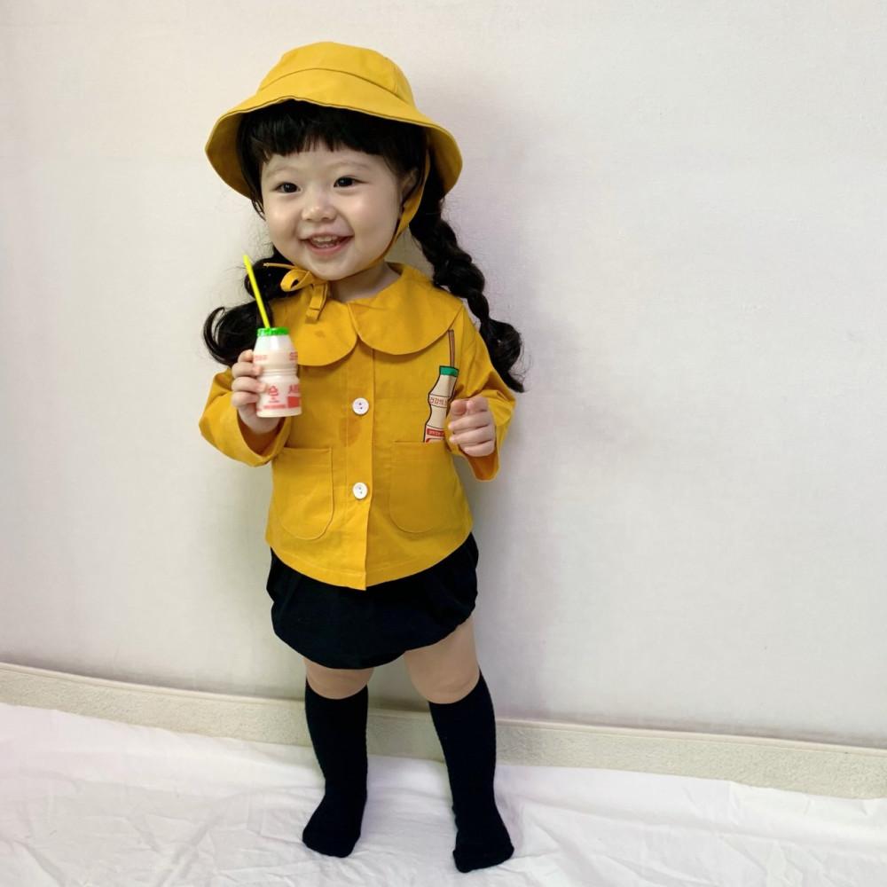 베이비 요쿠르트주세요슈트 모자세트 여아 남아 신생아 100일 돌 아기옷 촬영룩 여름 반팔