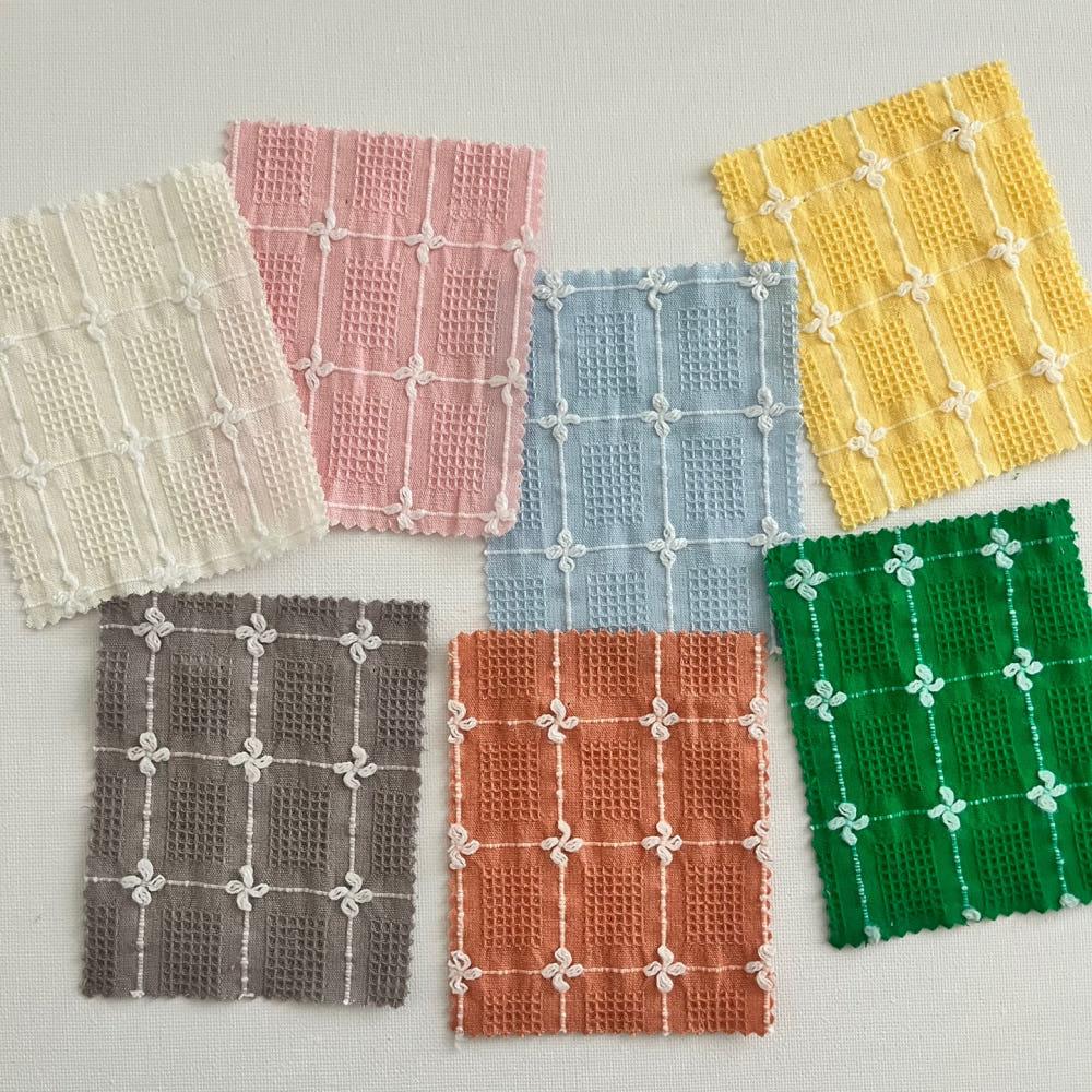 체크 도비 자가드 자수원단 / 7 color