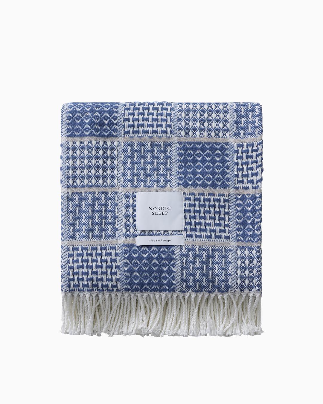 블록 체크 스로우 블랭킷 (블루)