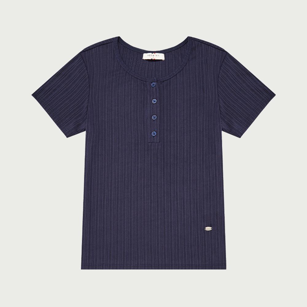 행텐 여성 헨리넥 웨일 티셔츠_네이비