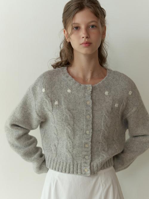 Dahlia cable cardigan (melange gray)