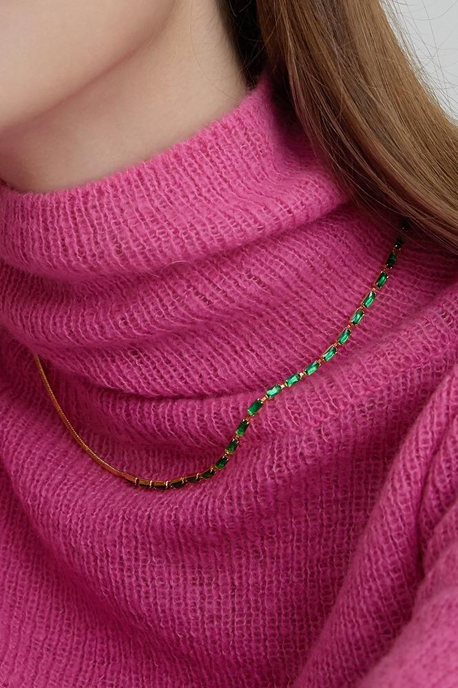 [러블리즈 케이 착용] GREEN TWINKLE CUBIC TENNIS NECKLACE AN421013