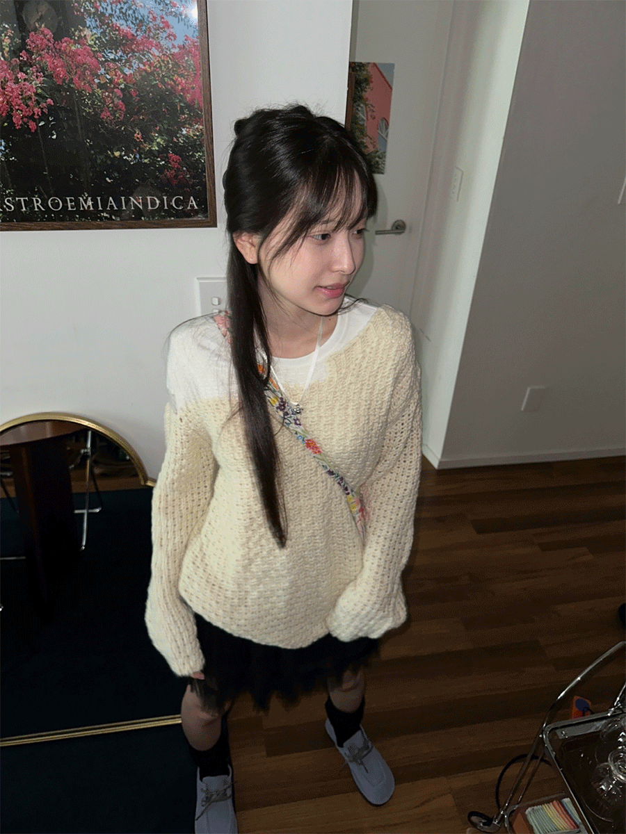 Net mix pullover